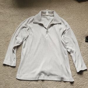 H&M Oversized Light Beige Ribbed Crewneck Sweater